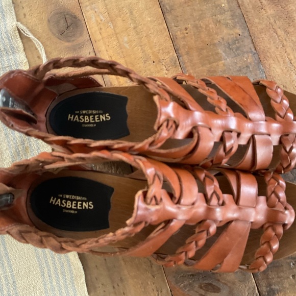 Swedish Hasbeens gladiator Brown Braided Leather Sandals - Picture 2 of 4